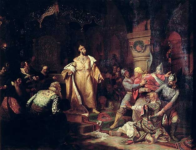 Иван III свергает татарское иго, разорвав изображение хана и приказав умертвить послов