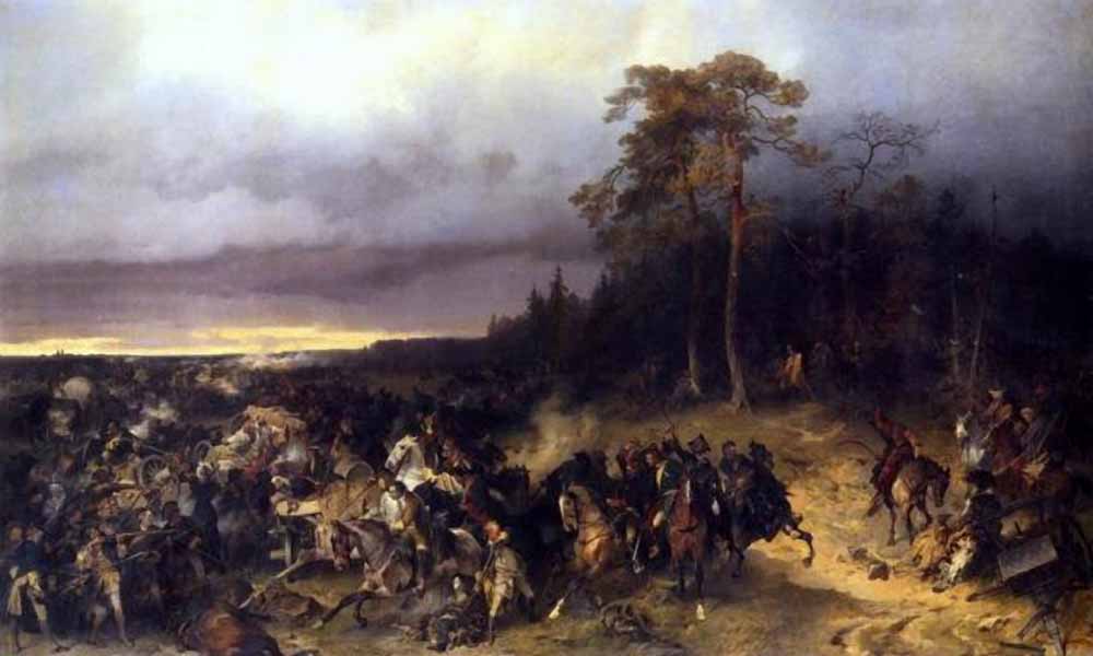Сражение русских со шведами при деревне Лесной 28 октября 1708 года