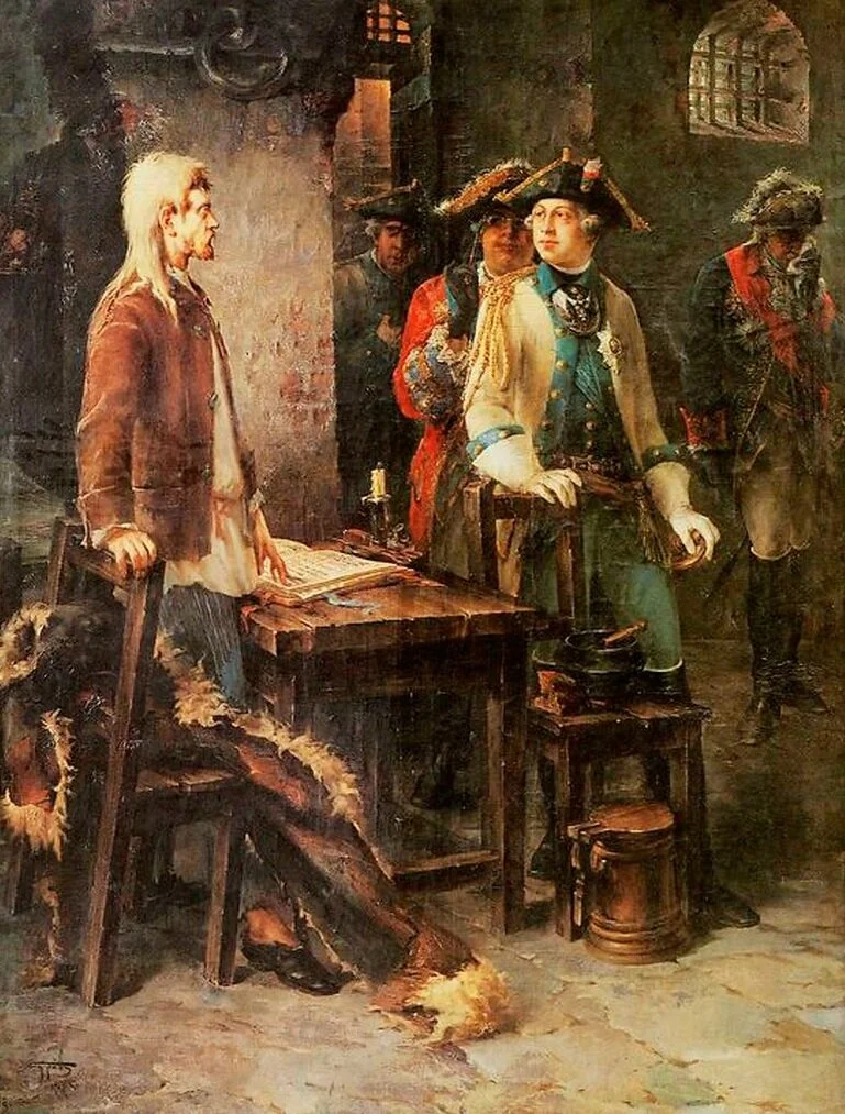 Петр III посещает Ивана Антоновича в шлиссельбургской камере