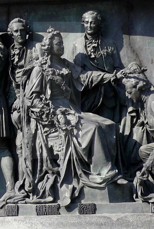 Екатерина II и Григорий Потёмкин на Памятнике «1000-летие России» в Великом Новгороде